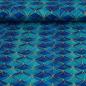 Preview: Romanitjersey Feinstrick Ornamente geometrisch Türkistöne